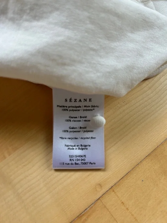 Sezane “Ella” Ecru V-Neck Button-Front Blouse - Picture 7 of 7